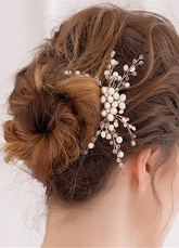 Ivory Metal Chic Pearl Wedding Hair Jewelry Accessories 