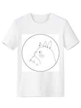White Totoro Print Synthetic T-Shirt 