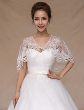 Ivory Lace Semi-Sheer Trendy Wedding Bridal Shawl