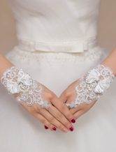 Ivory Lace Bow Wedding Bridal Mitten