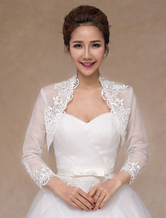 Ivory Semi-Sheer Lace Wedding Bridal Shawl for Women 