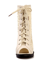 cut out boots beige