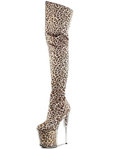 Pole Dance Shoes Leopard Print Boots Sky High Platform Suede Heels for Women
