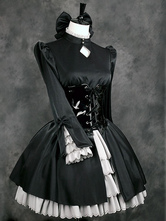 Gray Lolita Dress Tiered Synthetic Dress - Milanoo.com