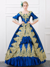 Victorian Dress Costume Women's Blue Rococo Satin Bell Half Sleeves Princess Ball Gown Retro Costumes outfits Halloween