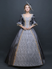 Women's Retro Costume Gray Victorian Satin Ball Gown Princess Costume Carnival