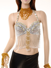 Belly Dance Costume Silver Bollywood Dance Bra for Women