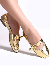 Couro de ouro do plutônio de sapatos de dança 