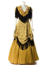Halloween Renaissance Dress Polyester Traditional Rococo Tassel Yellow Costume Cosplay