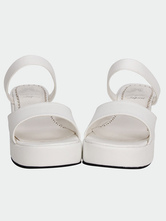 Lolitashow Matte White Lolita Platform Sandals Slippers