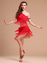Dance Costumes Latin Dancer Dresses Tassel Two Pieces One Shoulder Dancing Clothes Carnival