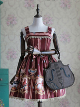 Milanoo Lolita Dress Big Bow Printed Lolita Dress Classical Lolita Jumper Skirt With Lace Trim