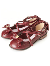 Sweet Lolita Shoes Bows Mary Jane Lolita Flats Shoes With Ankle Strap
