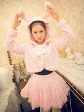 Sweet Lolita Jackets Pink Bunny Rabbits Ears Lolita Plush Hooded Jackets