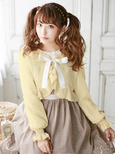 Sweet Lolita Clothing White Bow Chiffon Ruffle Short Lolita Cardigan