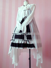 Sweet Lolita Clothing White Big Bow Chiffon Long Lolita Hooded Cardigan With Flare Sleeves