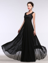 Black Evening Dress Lace Sweetheart Maxi Party Dress A Line Sleeveless Floor Length Mother Dress Free Customization