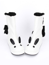 Lolitashow Botas de Lolita blancas Botas de invierno de Kawaii Lolita con orejas de conejo en dos tonos