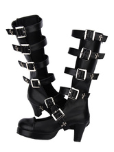 Gothic Lolita stivali gattino tacco piattaforma stile Punk fibbia stivali con fibbia