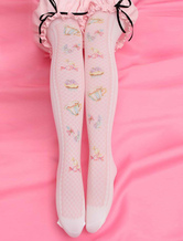 Sweet Lolita Stockings Pink Printed Lolita Knee High Socks