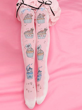 Süßer Lolita-Strumpf Samt bedruckte rosa Lolita-Socken