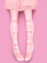Lolitashow Sweet Lolita bas velours rose coeur Bow imprimé Lolita chaussettes hautes