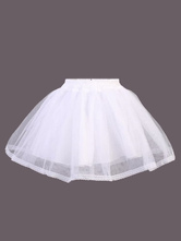 Lolitashow White Lolita Skirt SK Net Tiered Flare Lolita Underskirts