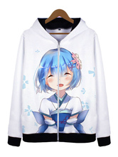 Re:Zero Starting Life In Another World White Young Rem Anime Cosplay Cotton Blend Hoodie