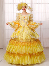 Faschingskostüm Damen Vintage Kostüm viktorianischen Ball Kleid gelb Retro-Kostüm