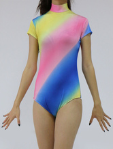 Multi Color Leotard Short Sleeve Lycra Spandex Bodysuit for Women