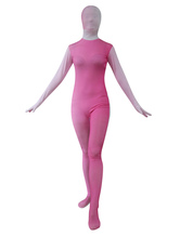 Pink Split Color Zentai Suit Full Body Lycra Spandex Bodysuit for Women