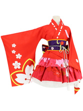 Halloween Kimono giapponese Anime Kimono Cosplay Costume Rosso Sakura