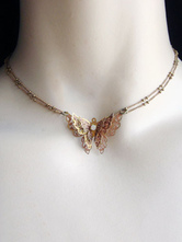 Süße Lolita Halskette im Barock-Stil Kupfer Accessoires mit Schmetterling Muster in Golden Tea party mit Halskette 