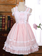 Glamourös Lolita Kleid Poplin mit Trägern und Spitzen im süßen und hübschen Style 