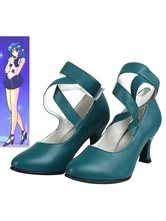 Carnaval Zapatos de disfraz Halloween de Sailor Moon poliuretano Sailor Neptune de verde musgo
