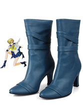 Carnaval Zapatos de disfraz Halloween de Sailor Moon poliuretano Sailor Uranus Azul marino