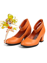 Carnaval Zapatos de disfraz Halloween de Sailor Moon poliuretano Sailor Venus naranja