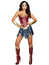 Wonder Woman Cosplay Costume Ensemble Robe & Accessoires Super Héros Déguisements Halloween