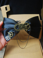 lolita coiffure steampunk bicolore Tea party avec noeud ornement métallique noire Coiffure 