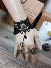 Lolita pulseira steampunk acessórios bracelete com dois tons Festa de Chá Detalhe Metal preta 
