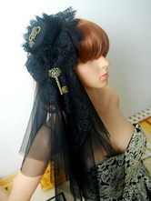 lolita coiffure steampunk bicolore Tea party à volants ornement métallique noire Coiffure Déguisements Halloween