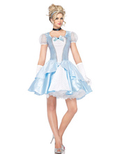Halloween Sexy Costume Princess Cinderella Aqua Women Short Dresses And Gloves Outfit