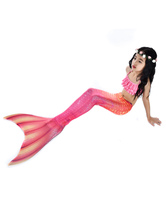 Mermaid Costume Kids Fishtail Hot Pink Swimsuits 2 Piece Halloween