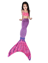 Mermaid Costume Kids Lilac Fishtail Swimsuits 2 Piece Set Halloween