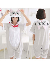 Faschingskostüm Kigurumi Pyjamas Katzen Onesie Hellgrau Short Jumpsuits Sommer Tier Nachtwäsche Für Erwachsene Karneval Kostüm