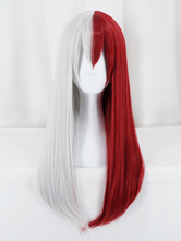 My Hero Academia BNHA 2024 Todoroki Shouto Version Perruque Synthétique Longue Femme Invisible Prothèse Capillaire Rouge Déguisements Halloween BNHA Cosplay Perruque