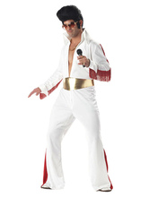 Roupa de discoteca retrô dos anos 1970 carnaval masculino calça jaqueta branca e faixa de 3 peças