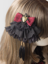 Gothic Lolita Hairpin Lace Ruffle Bow Lolita Hair Accessory