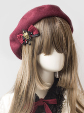Sombrero clásico Lolita Beret lana borgoña Lolita