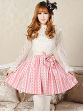 スウィートロリータSKプリントボウPleated Pink Lolitaスカート